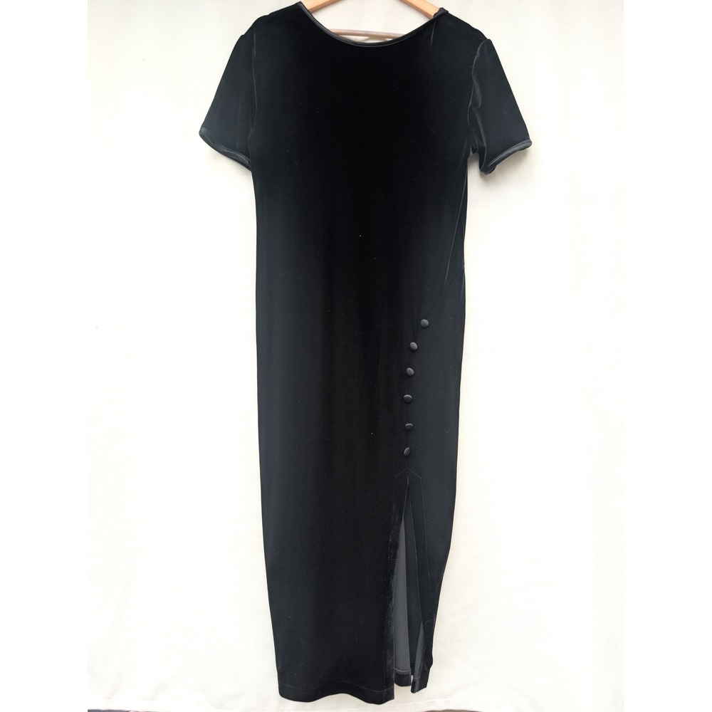Jacqueline Ferrar 90s Velvet Dress Womens 8 Black Whimsigoth Dark Romance